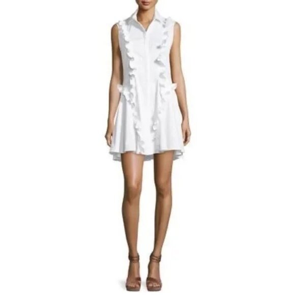 ALEXIS HUXLEY RUFFLE POPLIN DRESS, WHITE - Picture 2 of 6